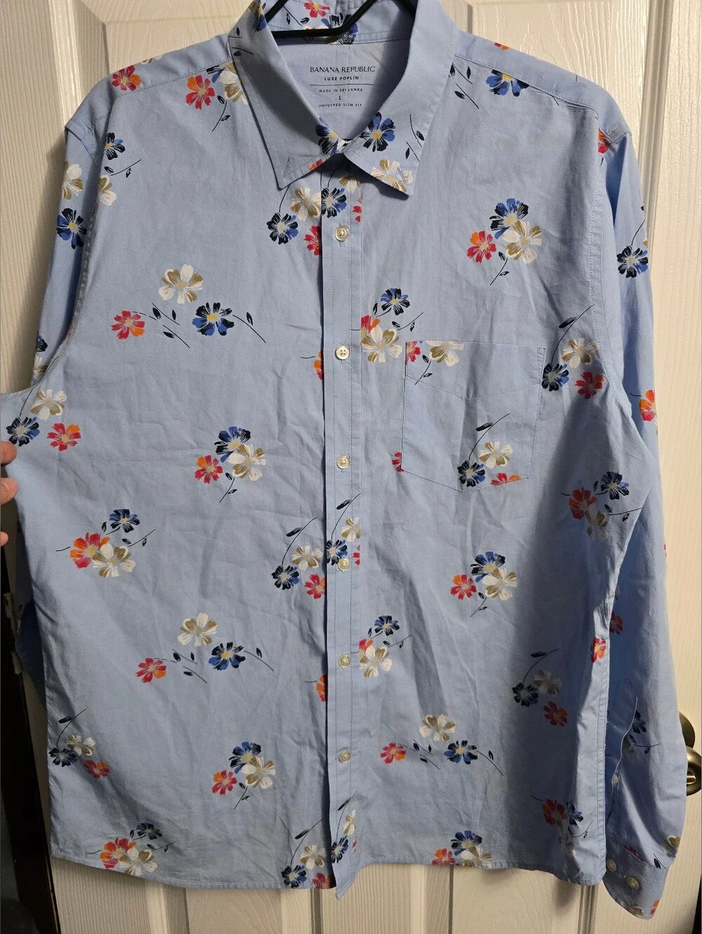 Banana Republic Light Blue Floral Button-Down Shirt